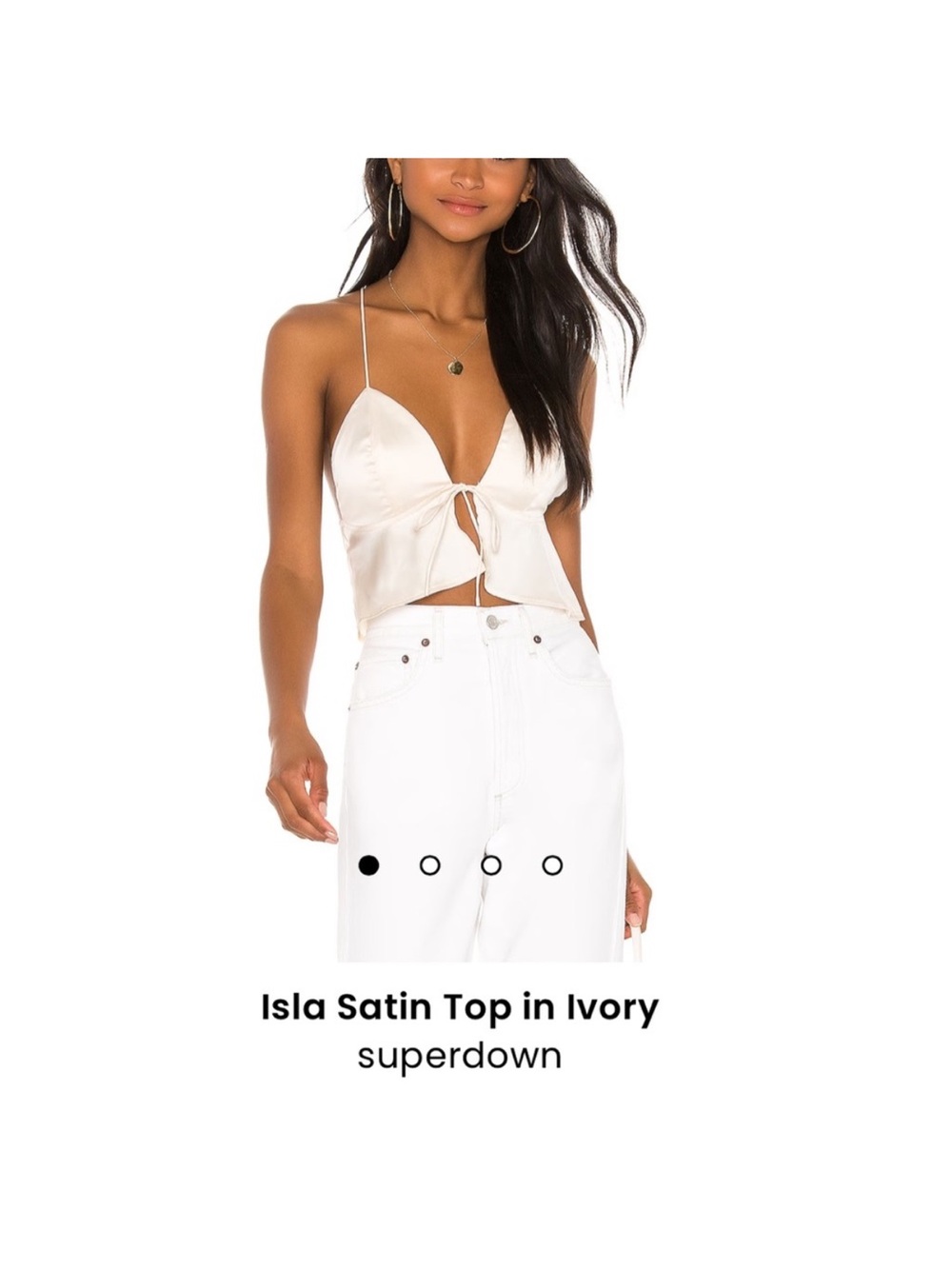 superdown Satin Tie-Front Camisole in Ivory